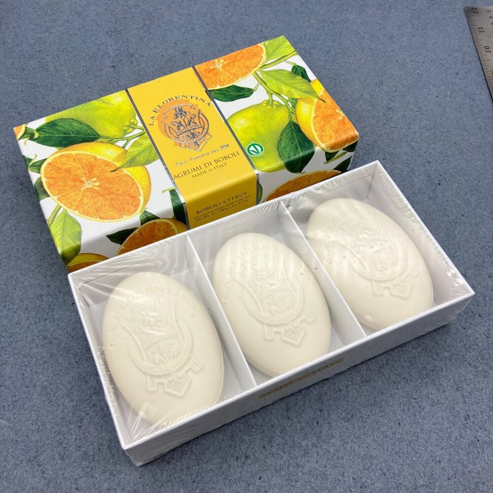 La Florentina Boboli Citrus Hand Soap Set 3 x 150g Orange Extract Made In Italy